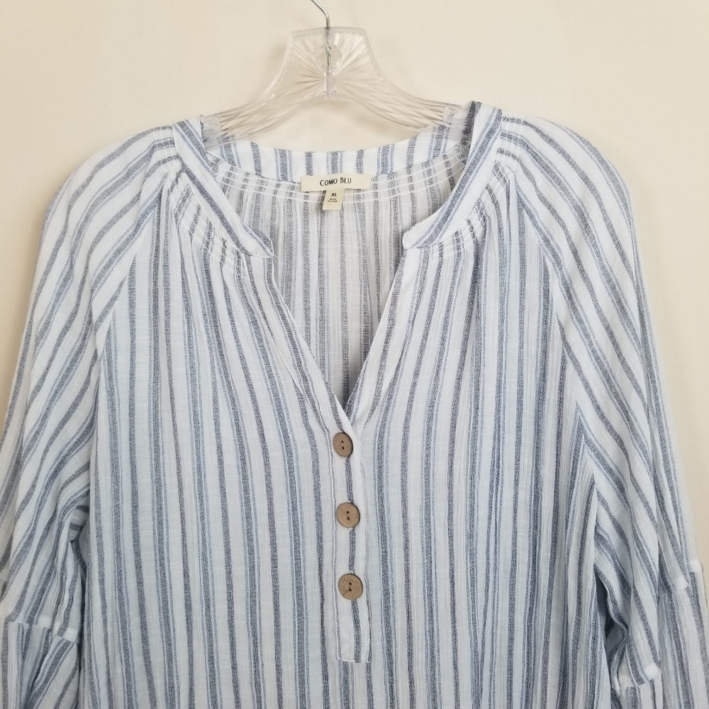 Como Blu 3/4 Sleeve Striped Top Size XL - Picture 2 of 6